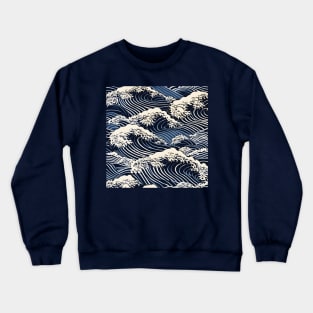 Japanese Waves Pattern, Ocean Crewneck Sweatshirt